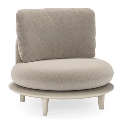 Bomero loungestoel in beige aluminium met savane coconut all weather sunbrella® luxe kussen