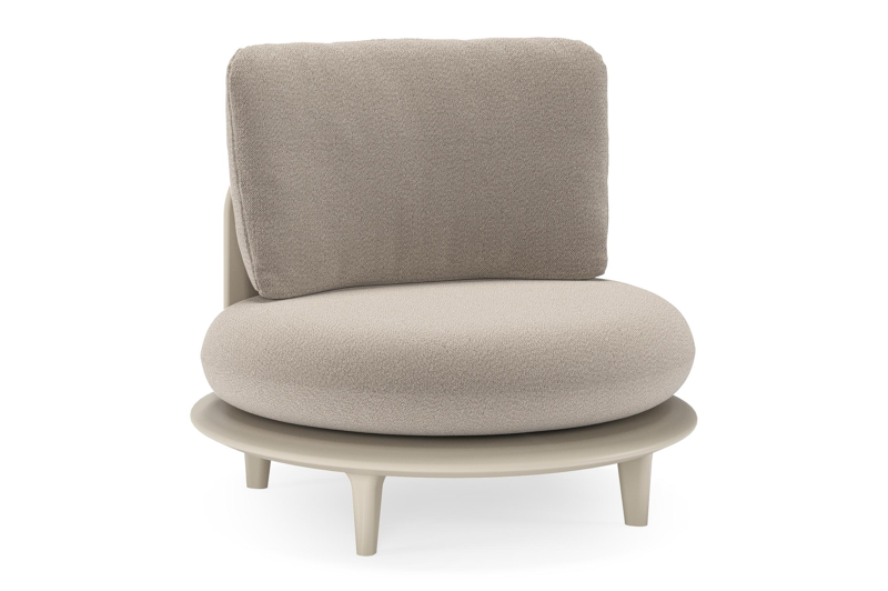 Bomero loungestoel in beige aluminium met savane coconut all weather sunbrella® luxe kussen