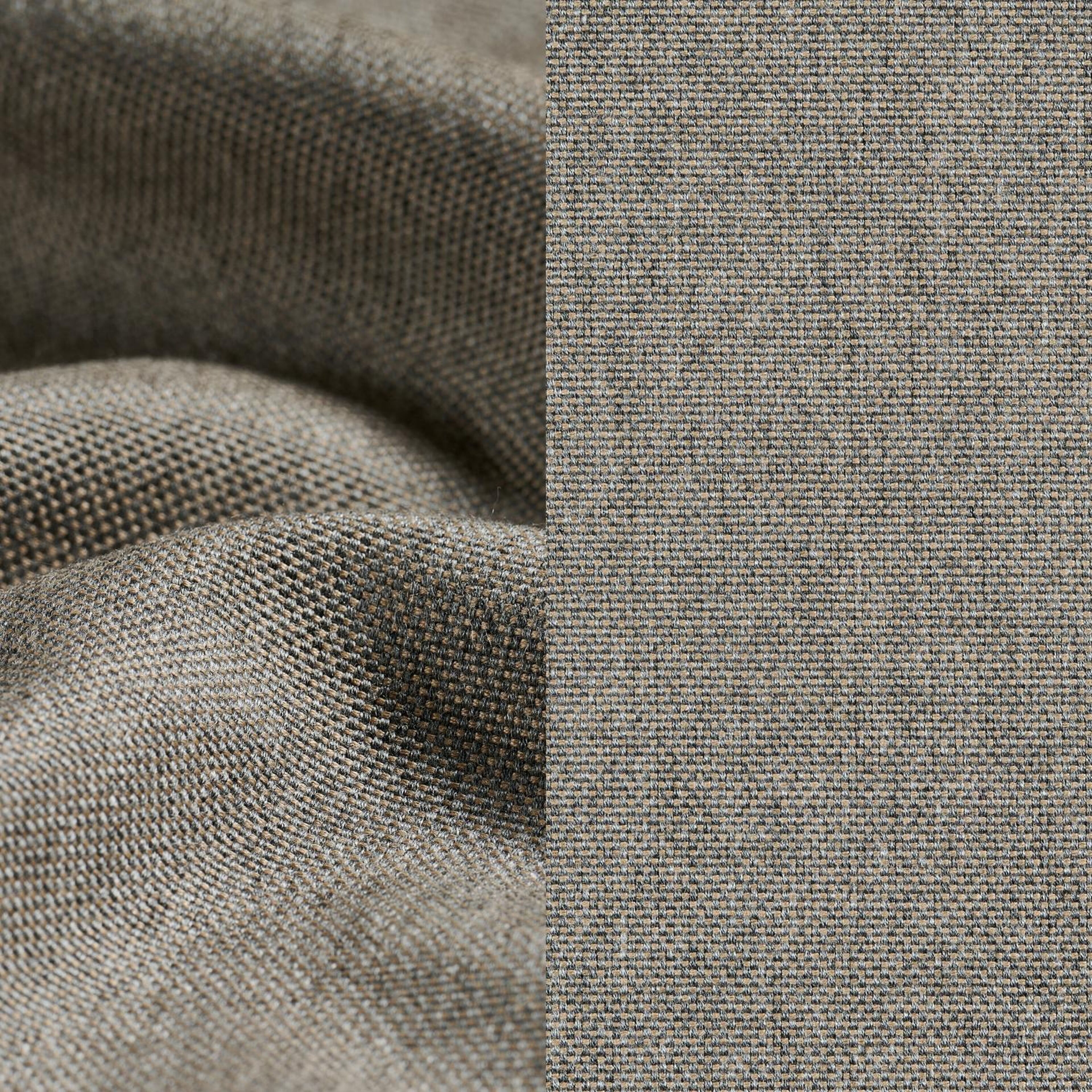 Salon de jardin d'angle Bomero en aluminium taupe et coussins en all weather sunbrella® luxe natte carbon beige