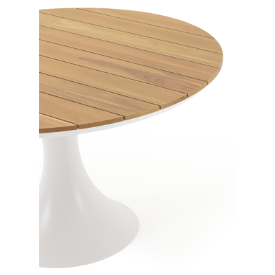 Fano tuintafel in wit aluminium en teak - Dia. 130 x H 75 cm