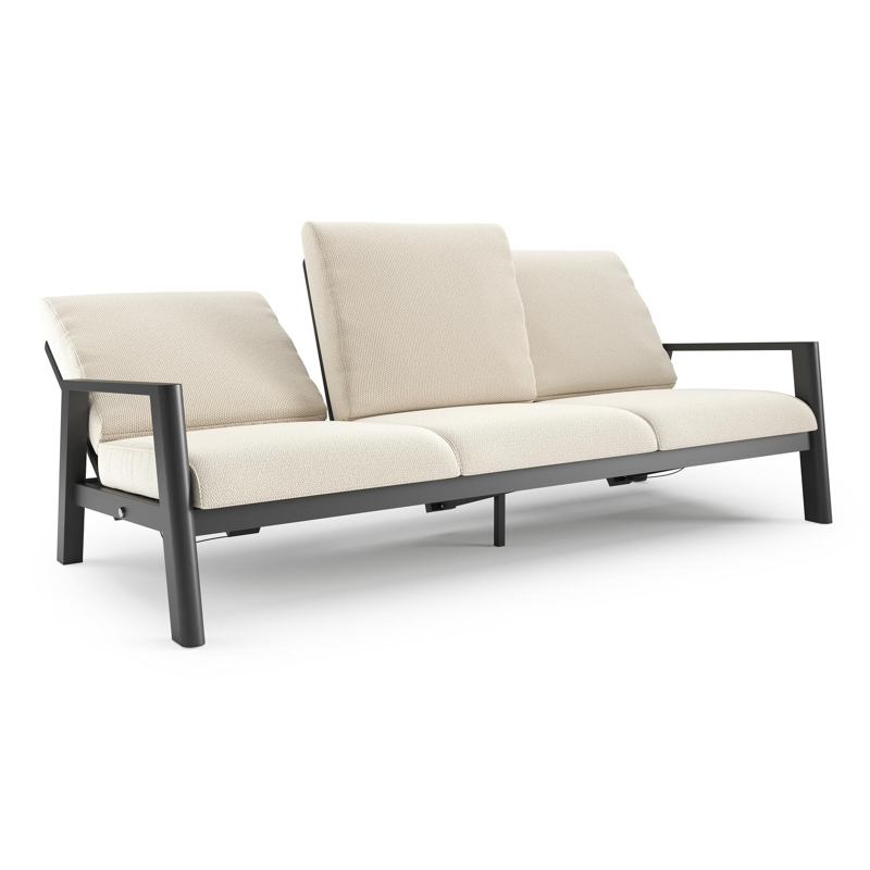 Cirello loungebank in zwart aluminium met althea off white all weather cosytica kussen