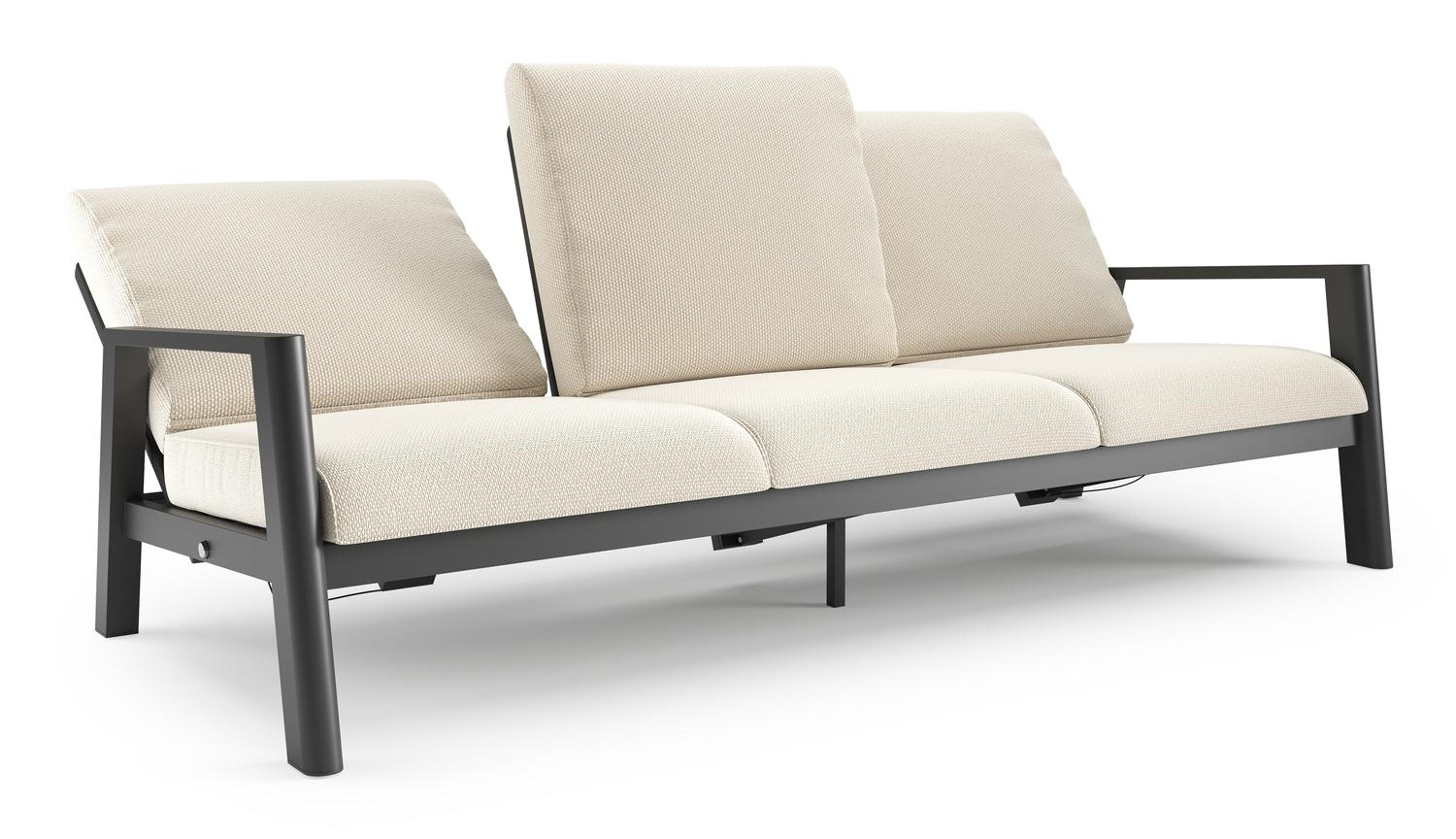 Cirello loungebank in zwart aluminium met althea off white all weather cosytica kussen