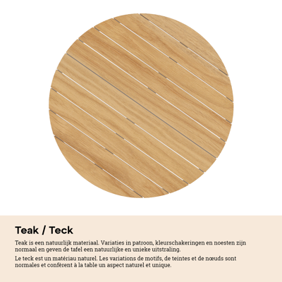 Fano tuintafel in wit aluminium en teak - Dia. 130 x H 75 cm