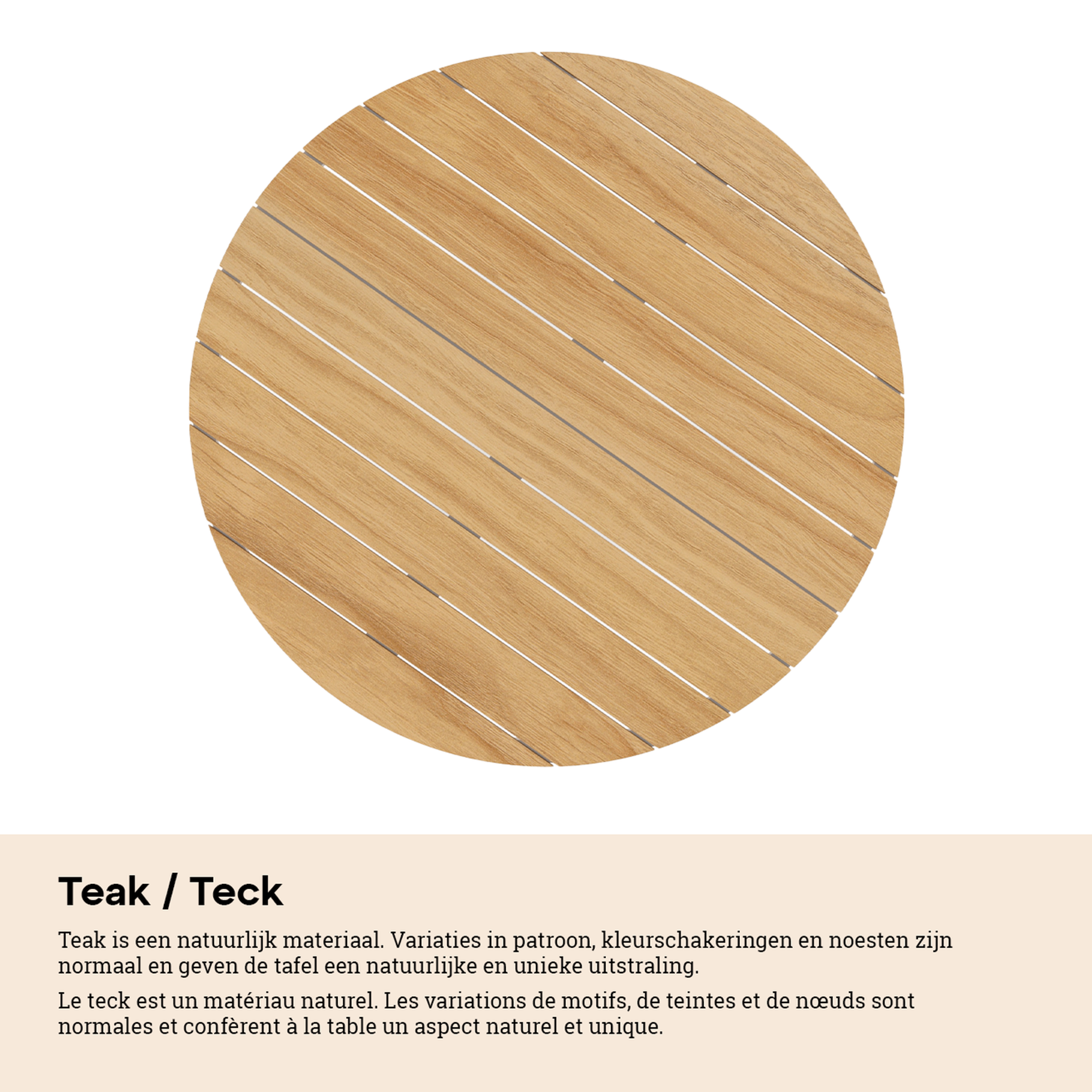 Fano tuintafel in wit aluminium en teak - Dia. 130 x H 75 cm
