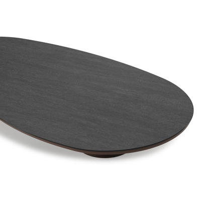 Amico loungetafel organisch in taupe aluminium en volkeramiek Basalt Black - L 170 x B 91 x H 25 cm