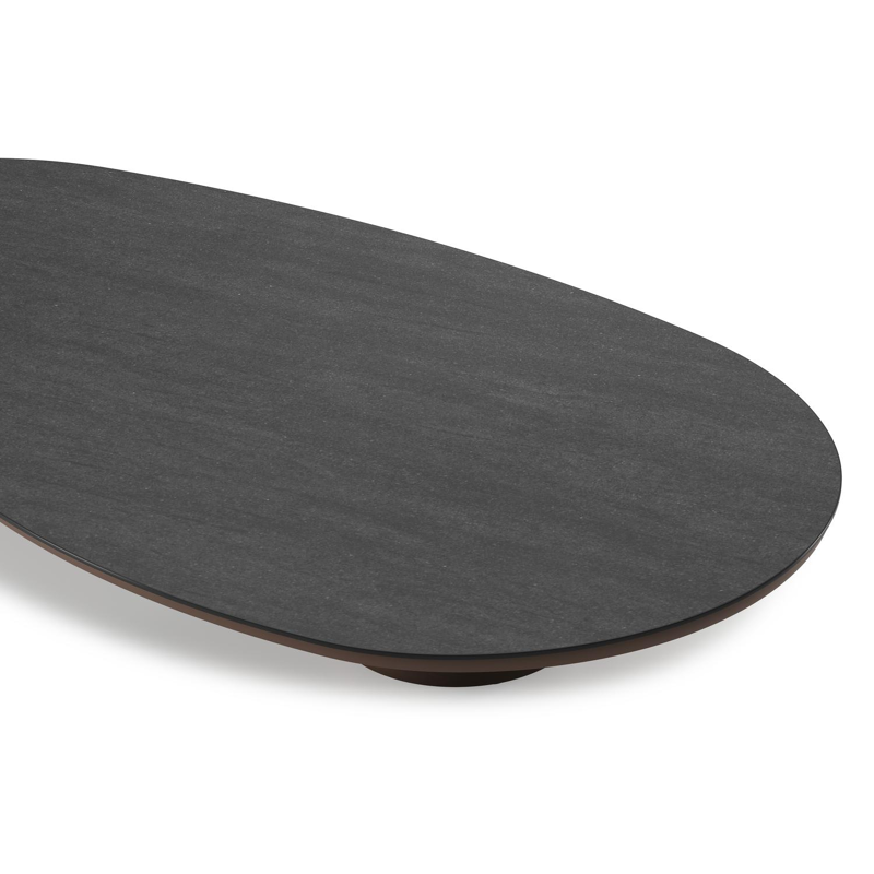 Amico loungetafel organisch in taupe aluminium en volkeramiek Basalt Black - L 170 x B 91 x H 25 cm