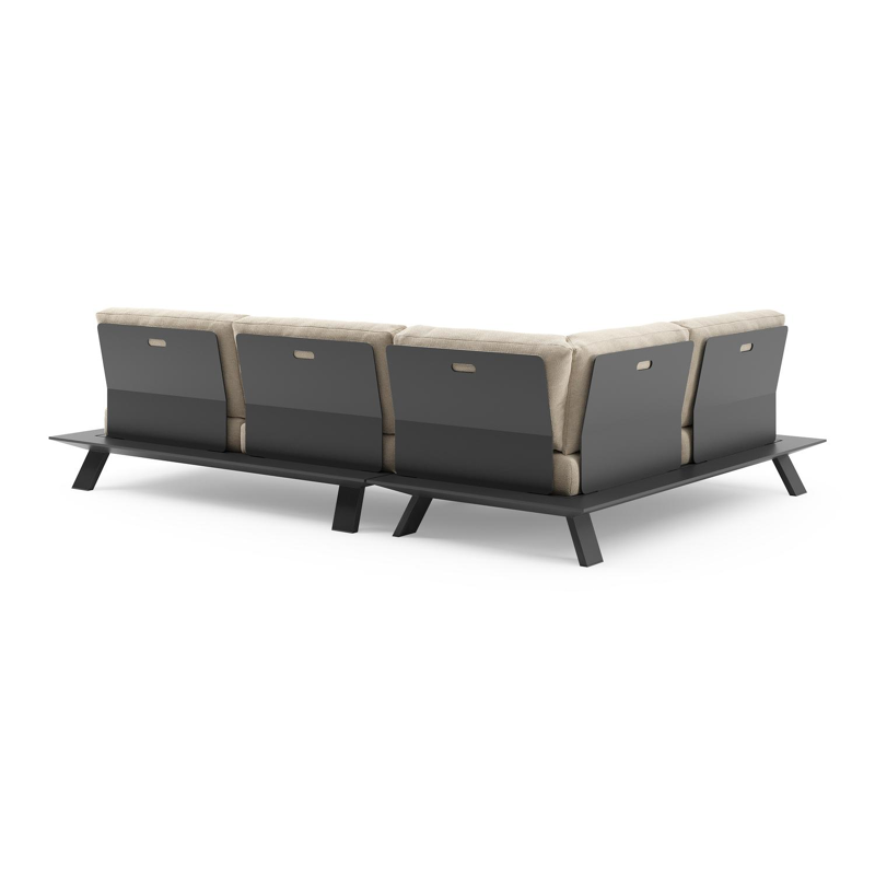 Cesano loungehoek in zwart aluminium met althea chalk all weather Cosytica kussen