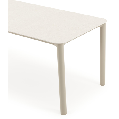 Orso tuintafel rechthoekig afgerond in beige aluminium en volkeramiek beige - L 180 x B 80 x H 75 cm