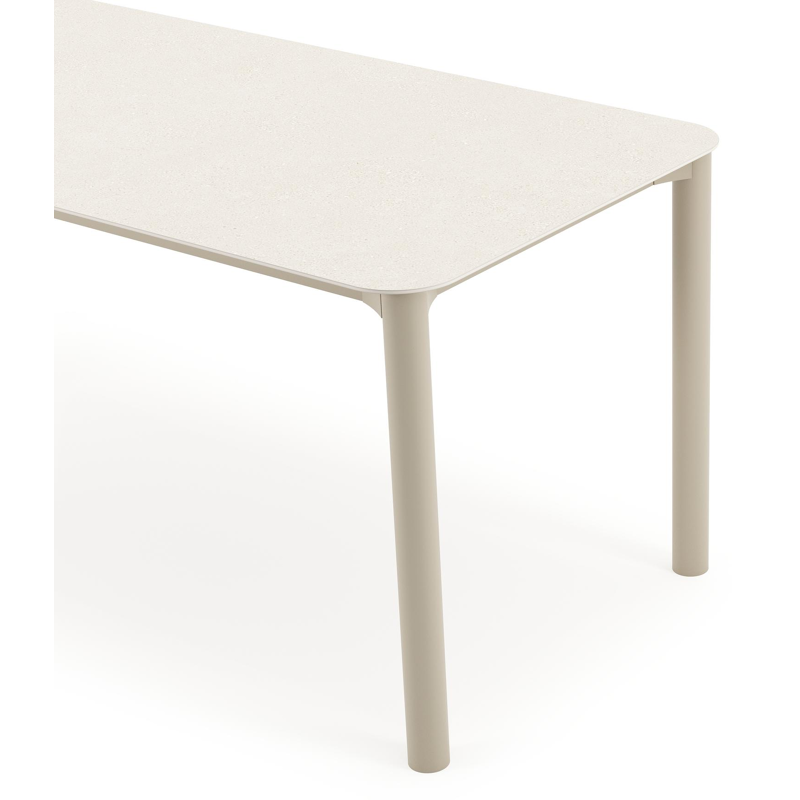 Orso tuintafel rechthoekig afgerond in beige aluminium en volkeramiek beige - L 180 x B 80 x H 75 cm