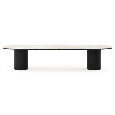 Table de jardin low dining Amico bombo en aluminium noir et céramique pleine Rapolano - Lg. 320 x Lrg. 130 x Haut. 61 cm