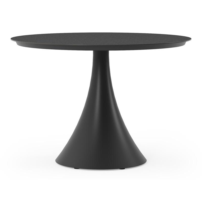 Fano tuintafel in zwart aluminium en volkeramiek nero black - Dia. 110 x H 75 cm