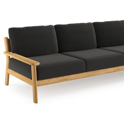 Amaro loungebank in teak met natte sooty all weather sunbrella® luxe kussen