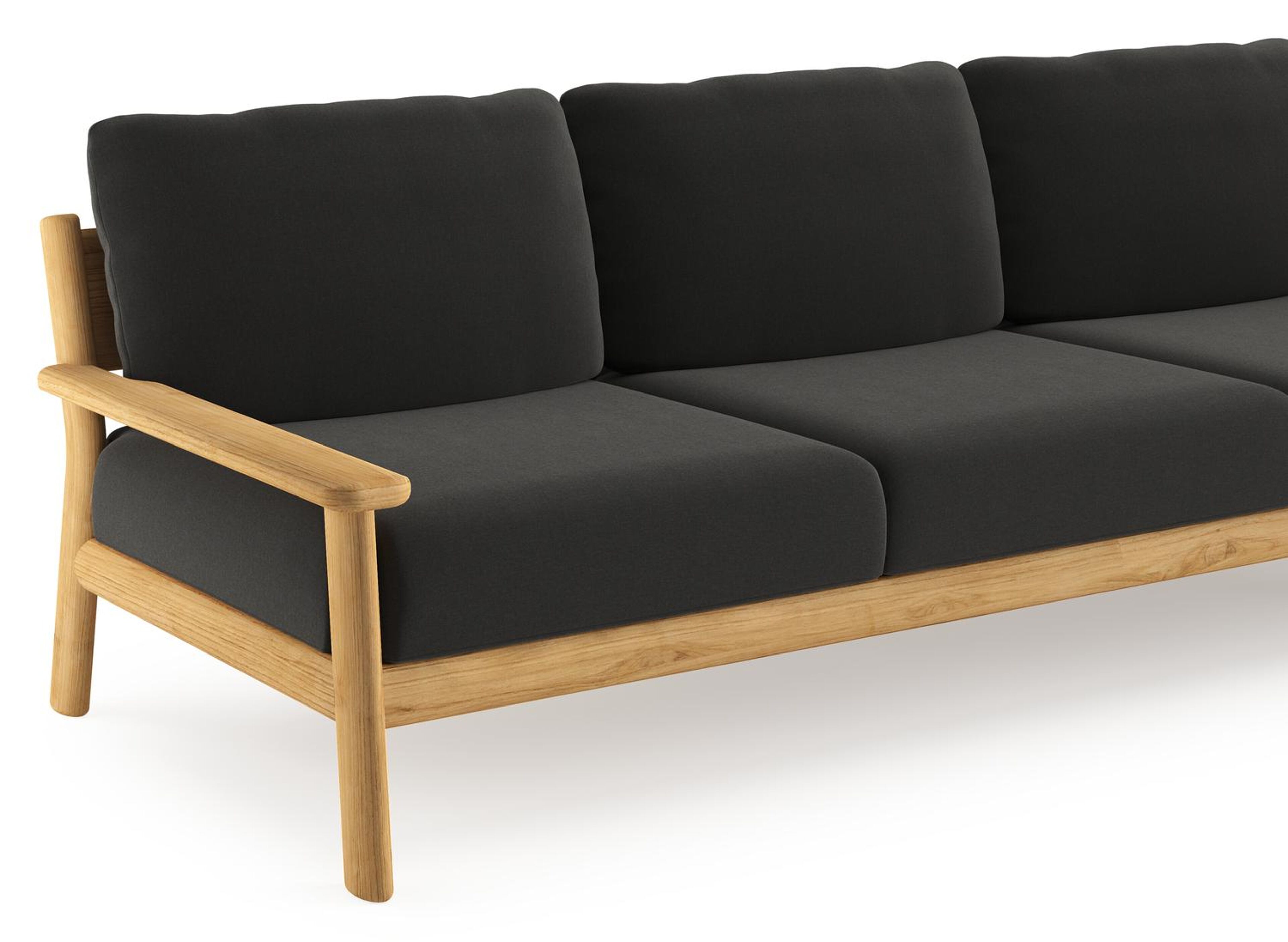 Amaro loungebank in teak met natte sooty all weather sunbrella® luxe kussen
