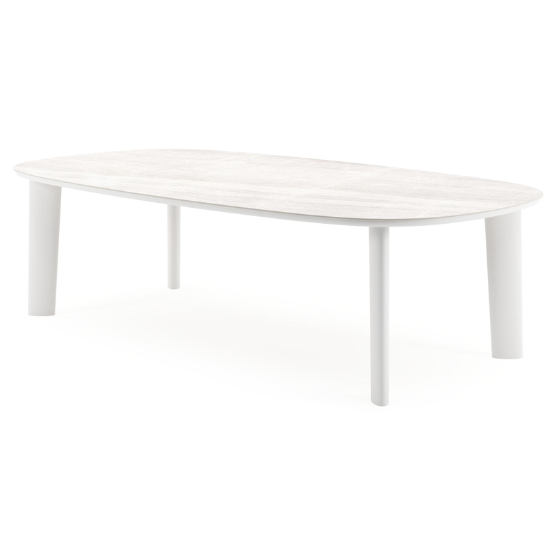 Table de jardin Amico bombo xl en aluminium blanc et céramique pleine Taj Mahal - Lg. 270 x Lrg. 148 x Haut. 73.5 cm