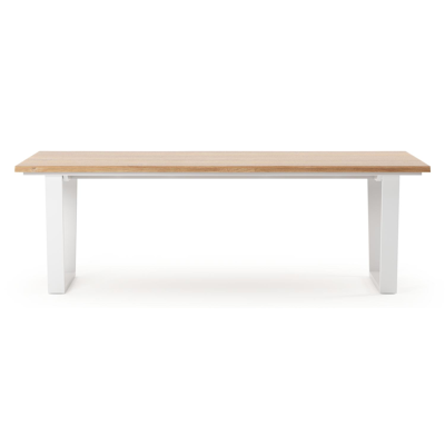 Pagino tuintafel boomstam in wit aluminium en teak - L 240 x B 110 x H 73,5 cm