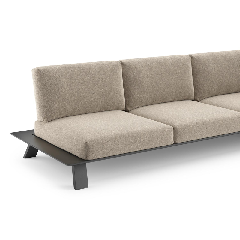 Cesano loungebank in zwart aluminium met chartres pewter all weather Sunbrella® luxe kussen