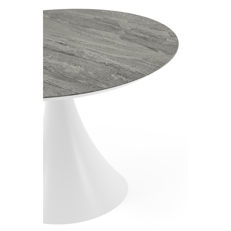Fano tuintafel rond in wit aluminium en volkeramiek Aspen Grey - Dia. 110 x H 75 cm
