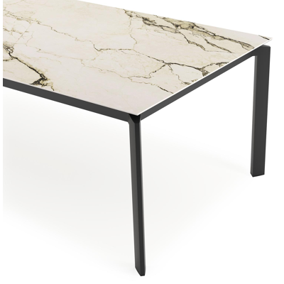 Cirello tuintafel rechthoekig in zwart aluminium en volkeramiek colorado dunes - L 280 x B 110 x H 75 cm