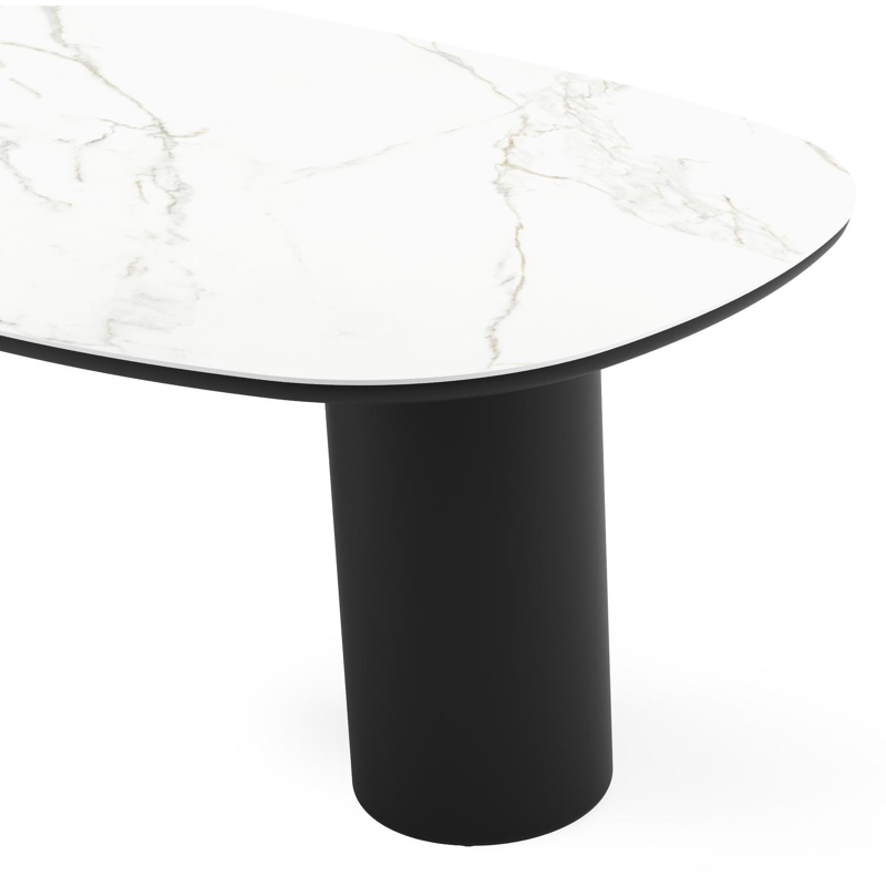 Amico tuintafel bombo in zwart aluminium en volkeramiek Calacatta - L 210 x B 110 x H 74 cm