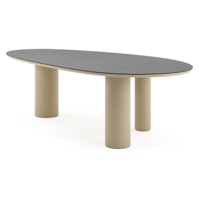 Amico tuintafel mango in beige aluminium en volkeramiek Basalt Black - L 260 x B 130 x H 73.5 cm