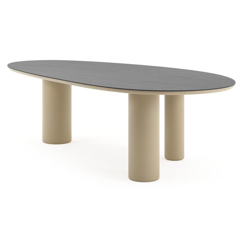 Amico tuintafel mango in beige aluminium en volkeramiek Basalt Black - L 260 x B 130 x H 73.5 cm