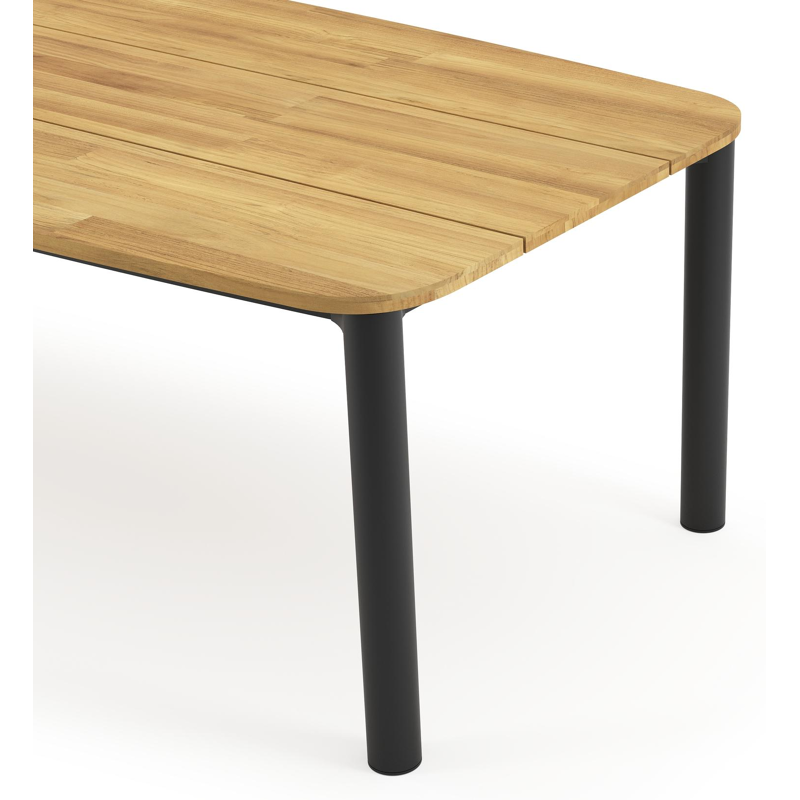 Orso tuintafel bootvorm in zwart aluminium en teak - L 255 x B 115 x H 75 cm