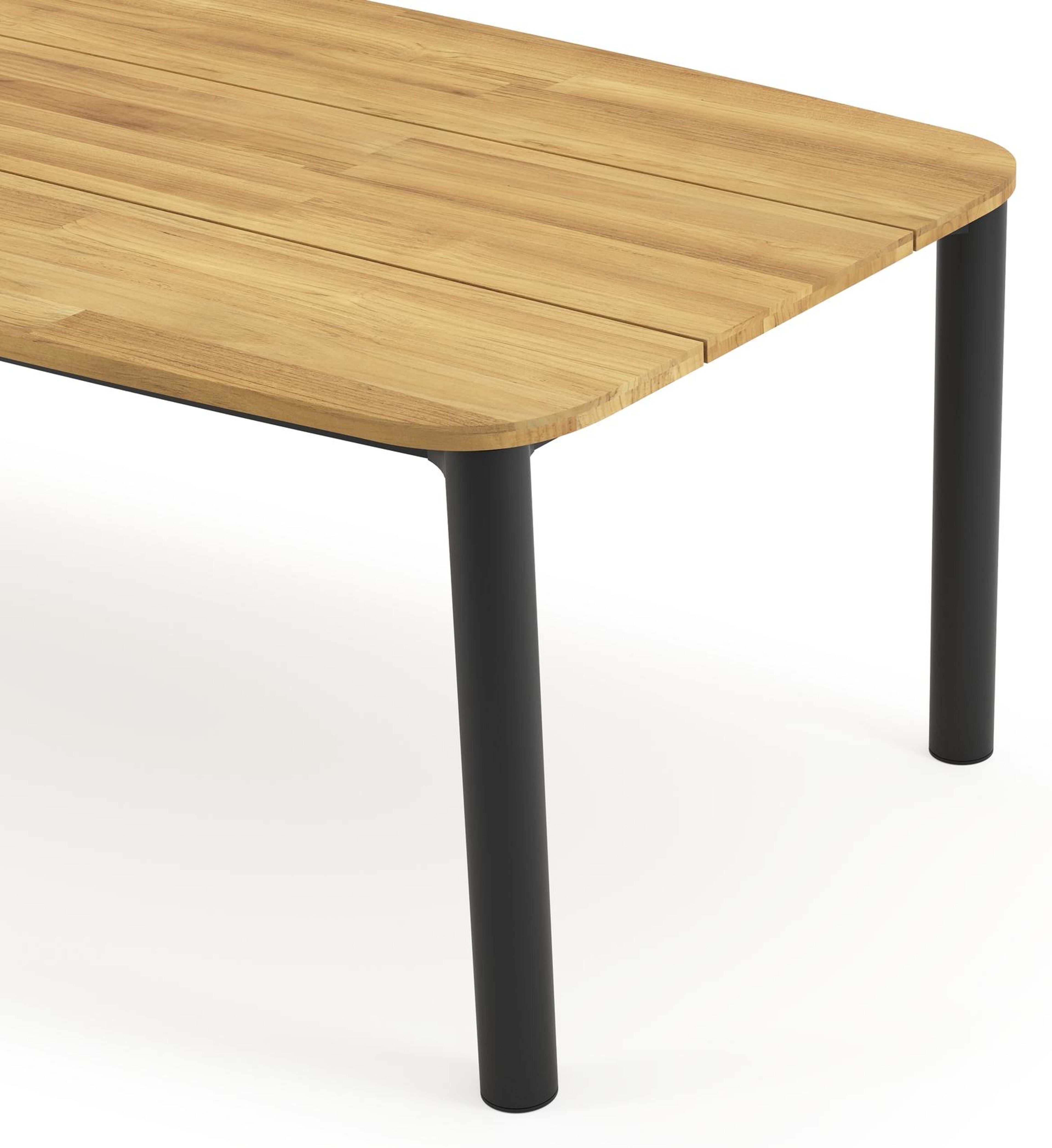 Orso tuintafel bootvorm in zwart aluminium en teak - L 255 x B 115 x H 75 cm