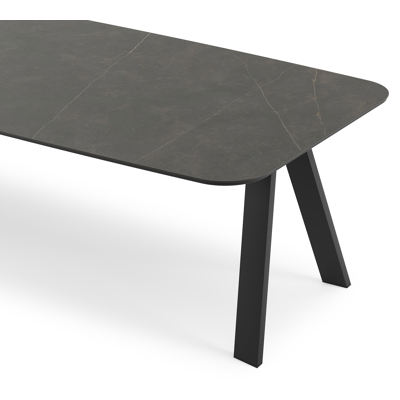 Table de jardin Cesano en aluminium noir et céramique pleine calatorao - Lg 315 x Larg. 115 x H 75 cm