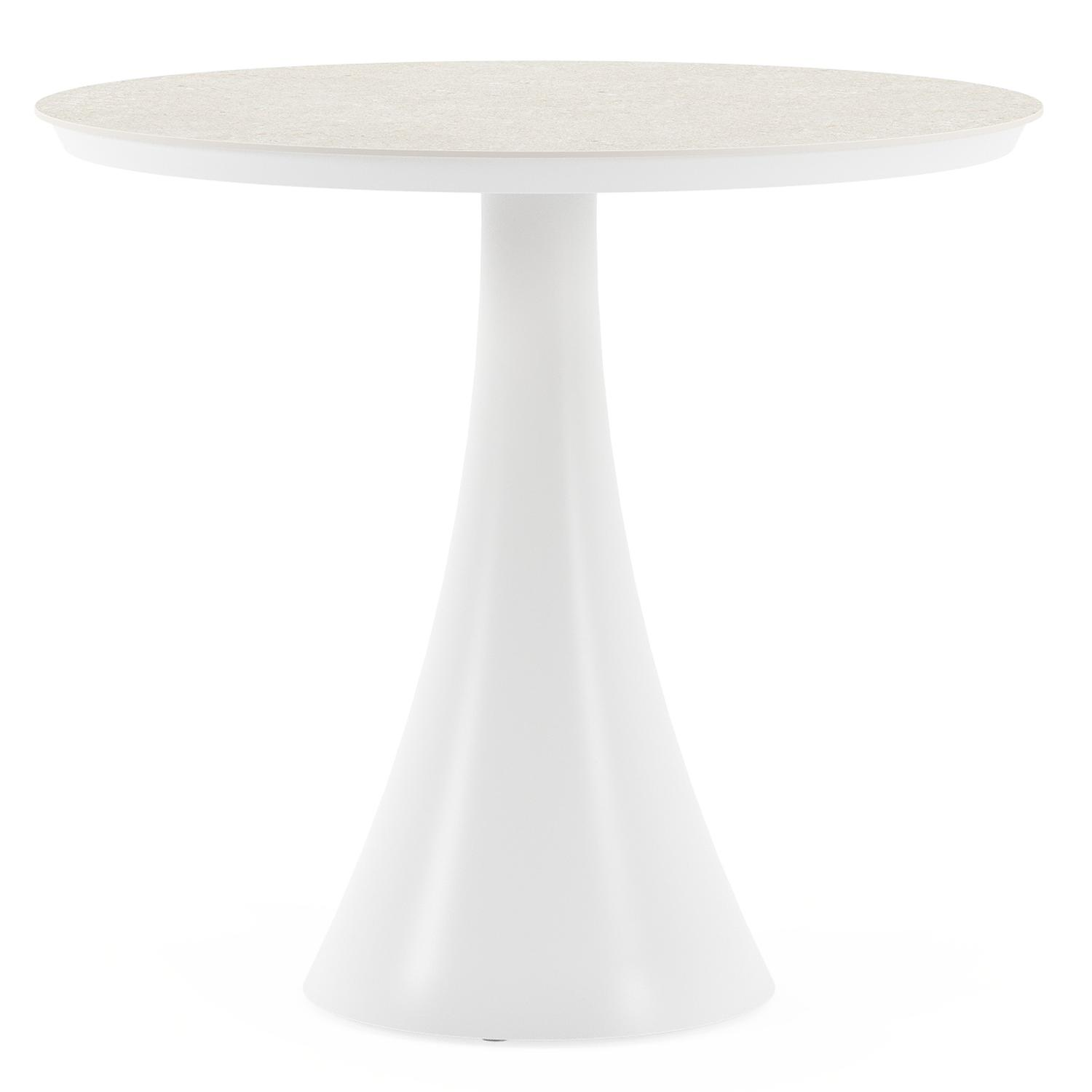 Fano tuintafel in wit aluminium en volkeramiek shilin - Dia. 85 x H 75 cm