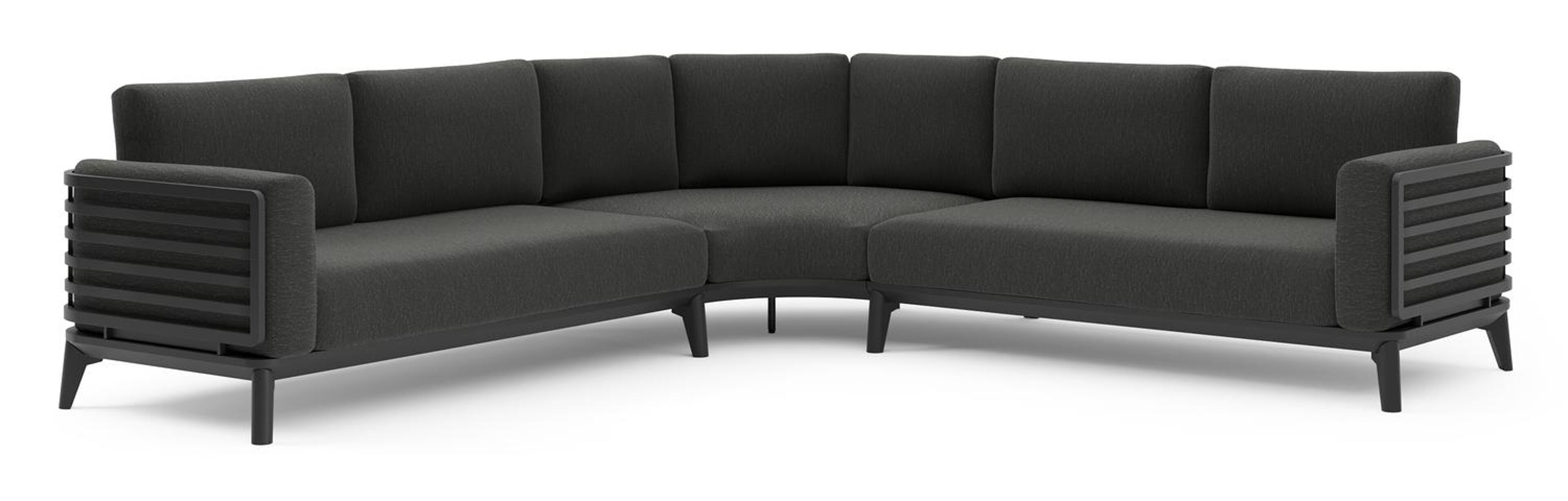 Mosa loungehoek in zwart aluminium met sky black weather+ softtouch kussen