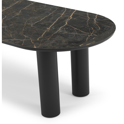 Organo tuintafel ovaal in zwart aluminium en volkeramiek  black obsession - L 260 x B 100 x H 74 cm