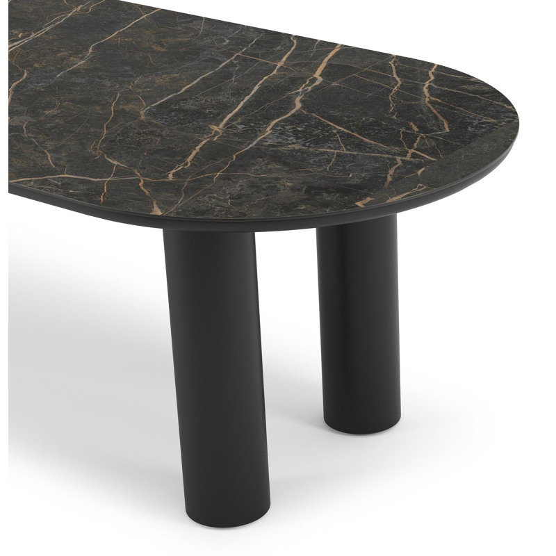 Organo tuintafel ovaal in zwart aluminium en volkeramiek  black obsession - L 260 x B 100 x H 74 cm