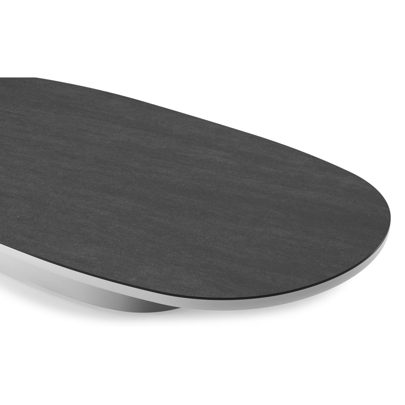 Amico loungetafel bombo in wit aluminium en volkeramiek Basalt Black - L 171 x B 89 x H 24 cm
