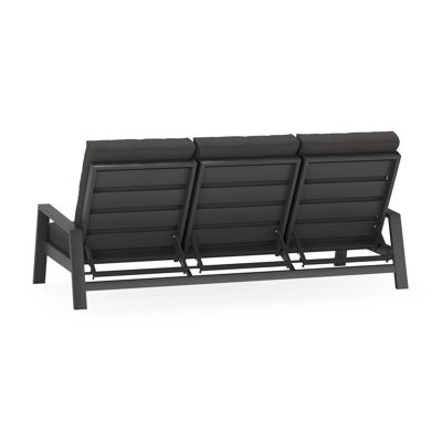 VENETO lounge 3-SEATER w/ADJ BACK alu BLACK+ AW SUNBRELLA PREMIUM