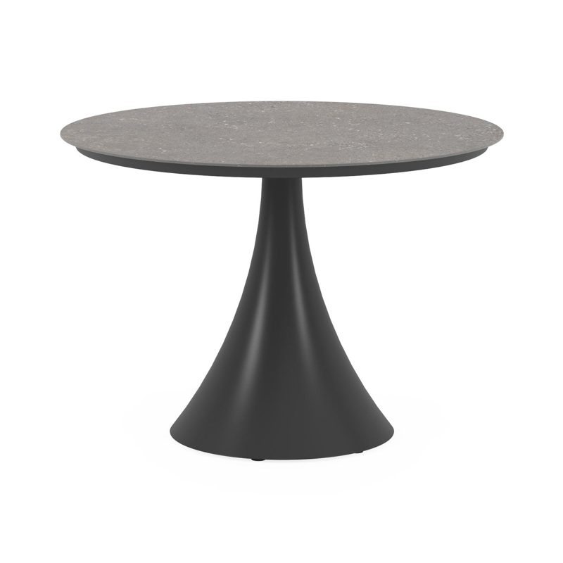 Fano tuintafel rond in zwart aluminium en volkeramiek wulong - Dia. 110 x H 75 cm