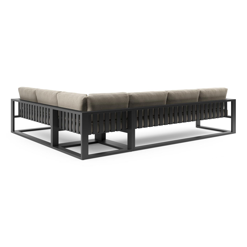 Verato loungehoek in zwart aluminium met catania beige all weather cosytica kussen