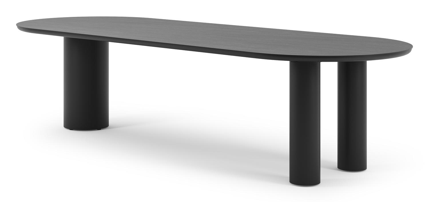 Table de jardin Organo oval en aluminium noir et céramique pleine basalt black - Lg. 300 x Lrg. 110 x Haut. 74 cm