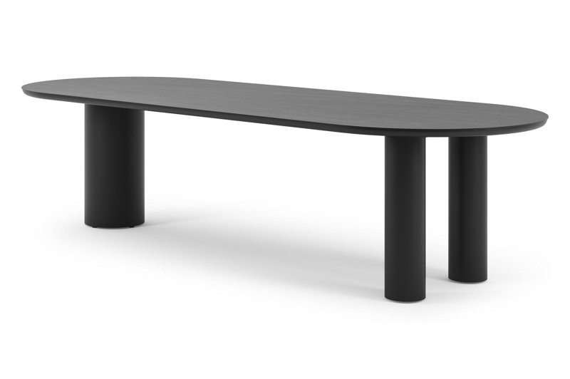 Organo tuintafel ovaal in zwart aluminium en volkeramiek  basalt black - L 300 x B 110 x H 74 cm