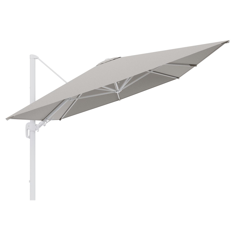 Parasol pendant Rufina avec fonction tilt en aluminium blanc et toile de parasol en All Weather Solica Firenze Sand  - Lg.1 400 x Lg.2 300 cm (sans pied de parasol