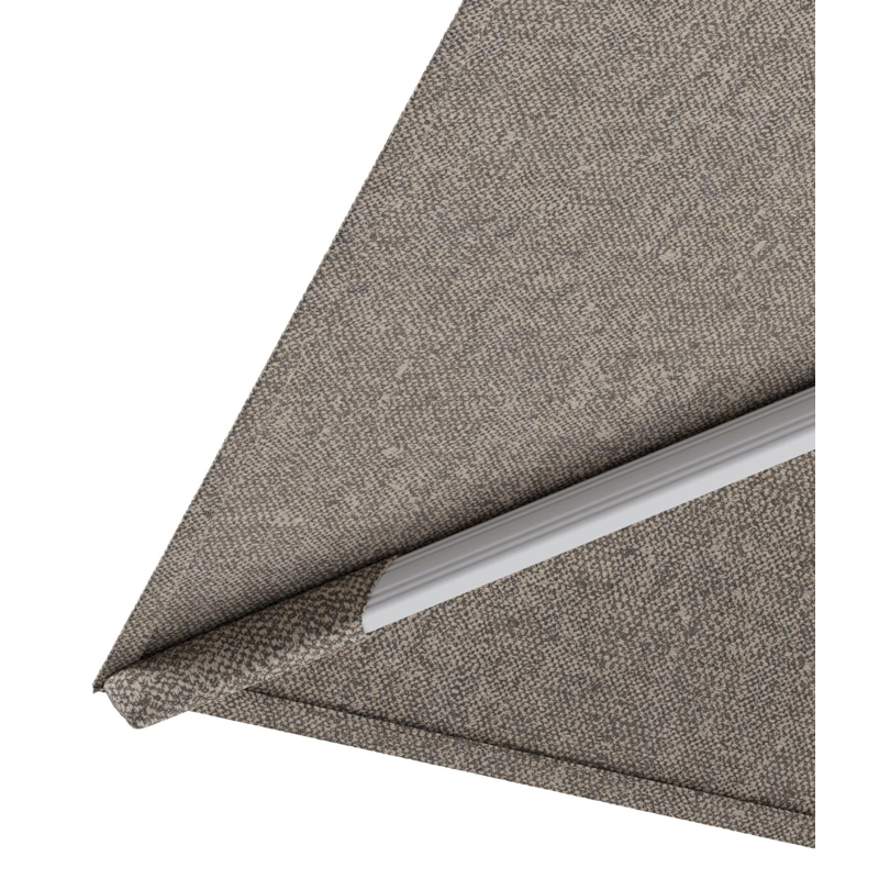 Rufina zweefparasol met tiltfunctie in wit aluminium en Chartres Pewter All Weather Sunbrella® Luxe parasoldoek - L1 400 x L2 300 cm met parasolvoet Minore 150 kg met wielen