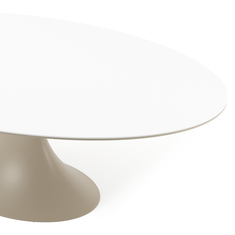Fano tuintafel ovaal in beige aluminium en volkeramiek Arctic White - L 240 x B 135 x H 75 cm