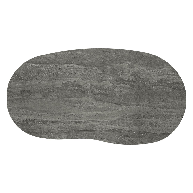 Amico loungetafel organisch in beige aluminium en volkeramiek Aspen Grey - L 170 x B 91 x H 25 cm