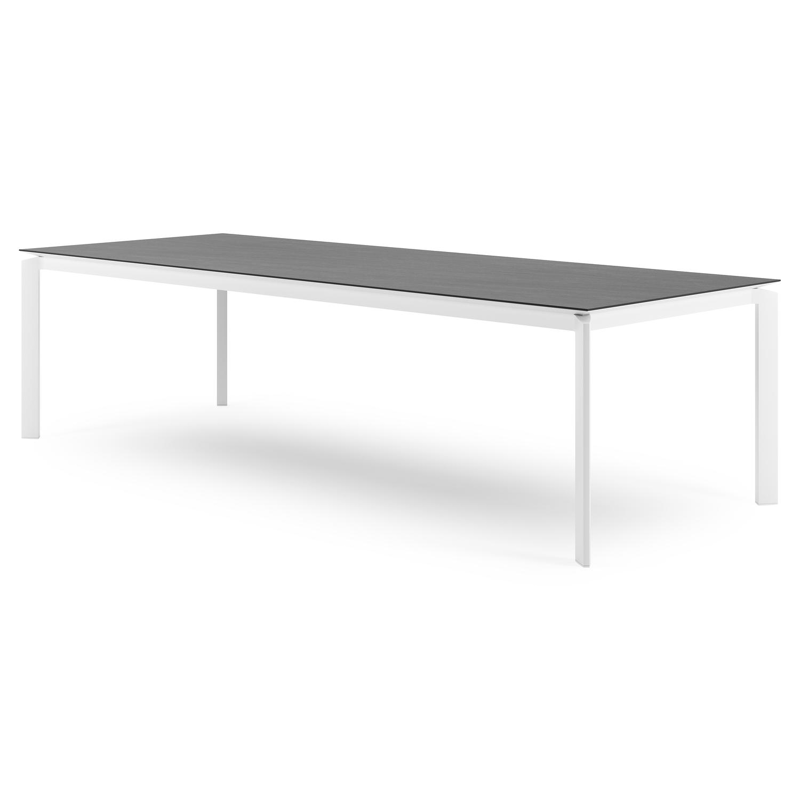 Cirello tuintafel rechthoekig in wit aluminium en volkeramiek Basalt Black - L 280 x B 110 x H 75 cm