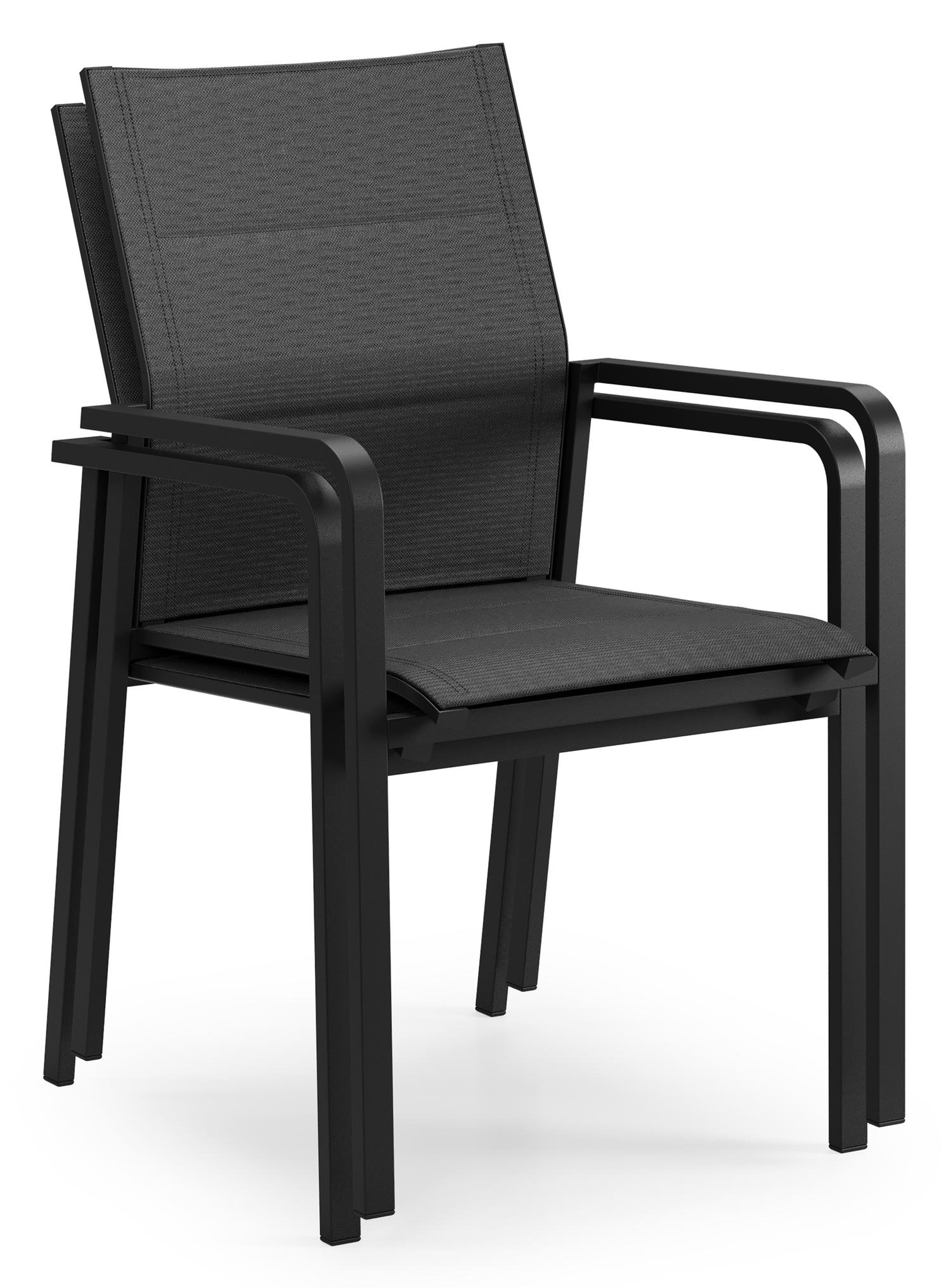 Chaise de jardin empilable Como in aluminium noir et textilène confort noir