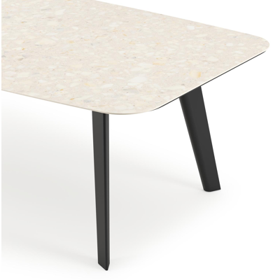 Lacrima tuintafel bootvorm in zwart aluminium en volkeramiek Retrostone - L 255 x B 115 x H 73 cm