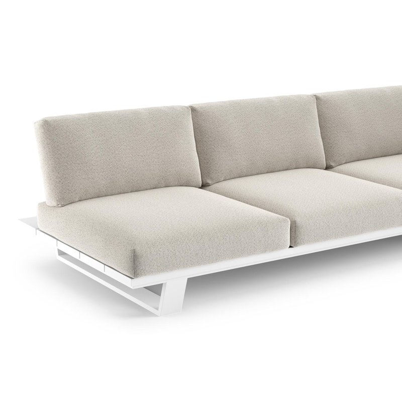 Pagino loungebank in wit aluminium met firenze natural all weather solica kussen