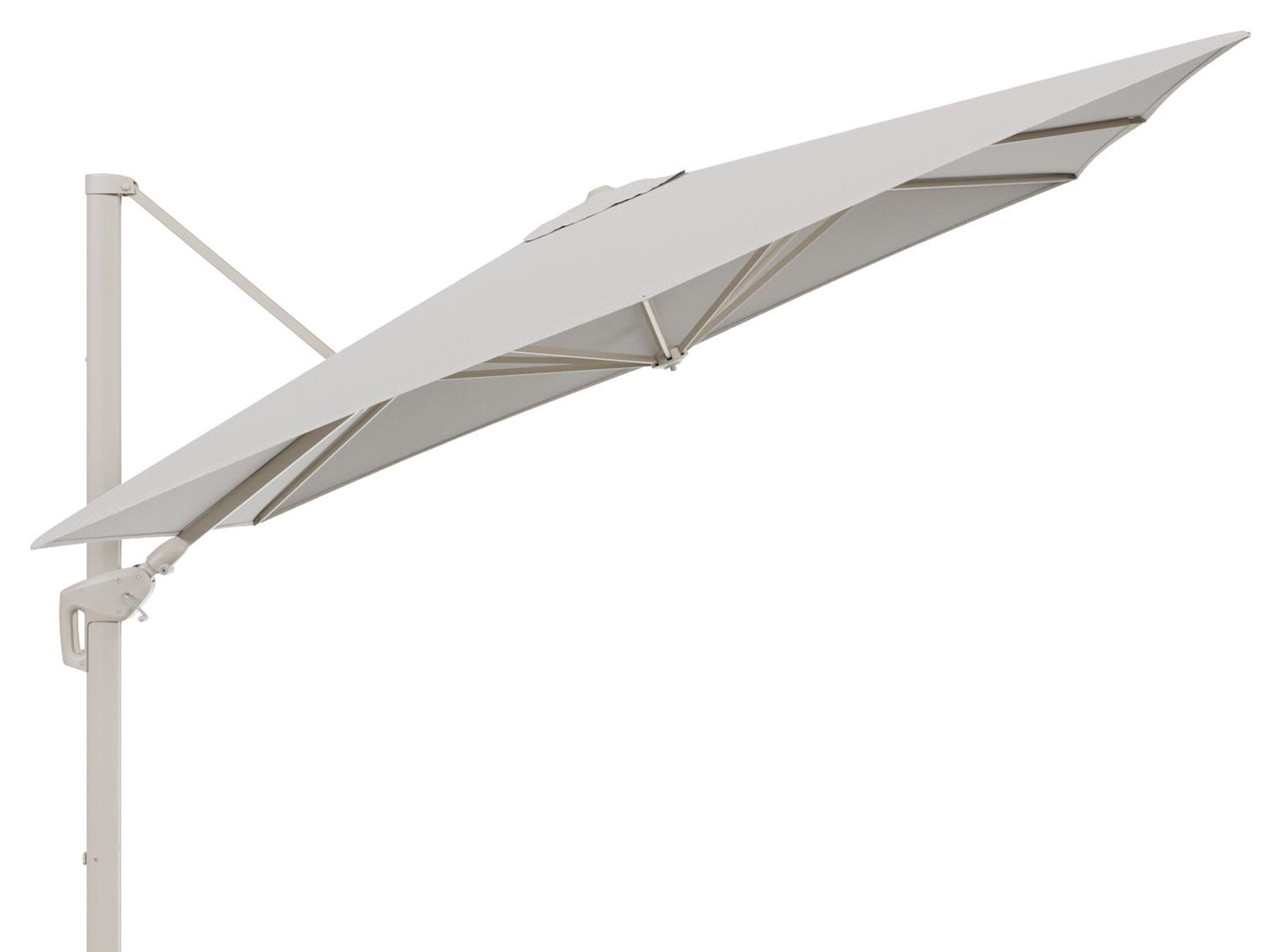 Minore zweefparasol met tiltfunctie in beige aluminium en Firenze Natural All Weather Solica parasoldoek - L1 280 x L2 370 cm (zonder voet)