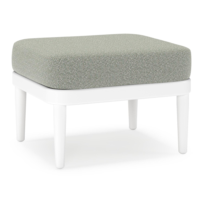 Pouf Orso en aluminium blanc et coussins en all weather sunbrella® luxe Savane Leaf