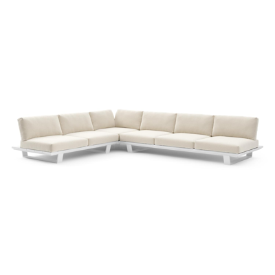 Pagino loungehoek in wit aluminium met althea off white all weather cosytica kussen