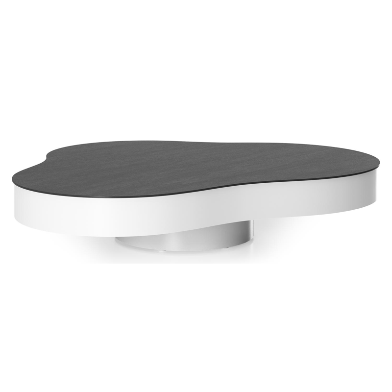 Table de basse Lomano cloud en aluminium blanc et céramique pleine Basalt Black - Lg. 131 x Lrg. 108 x Haut. 25 cm